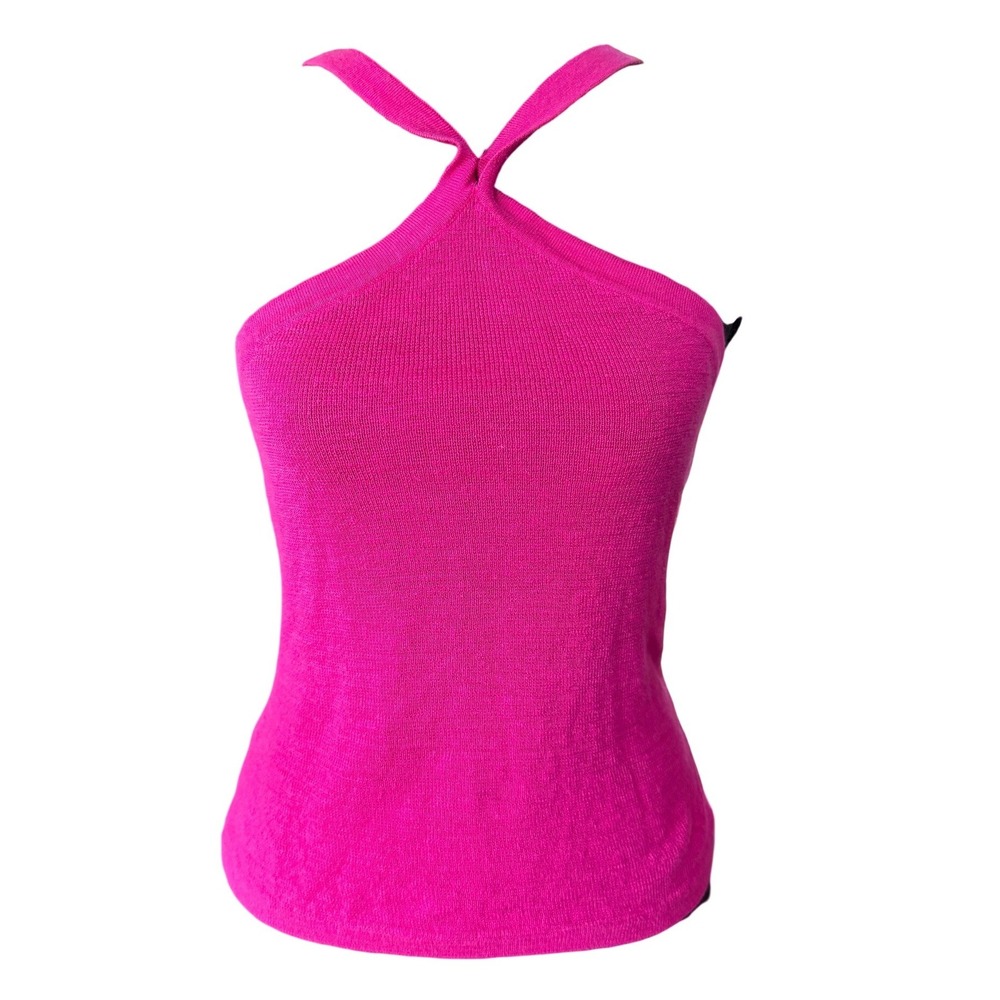 Banana Republic Womens‎ Pink Linen Blend Crossover Halter Knit Tank Top XS